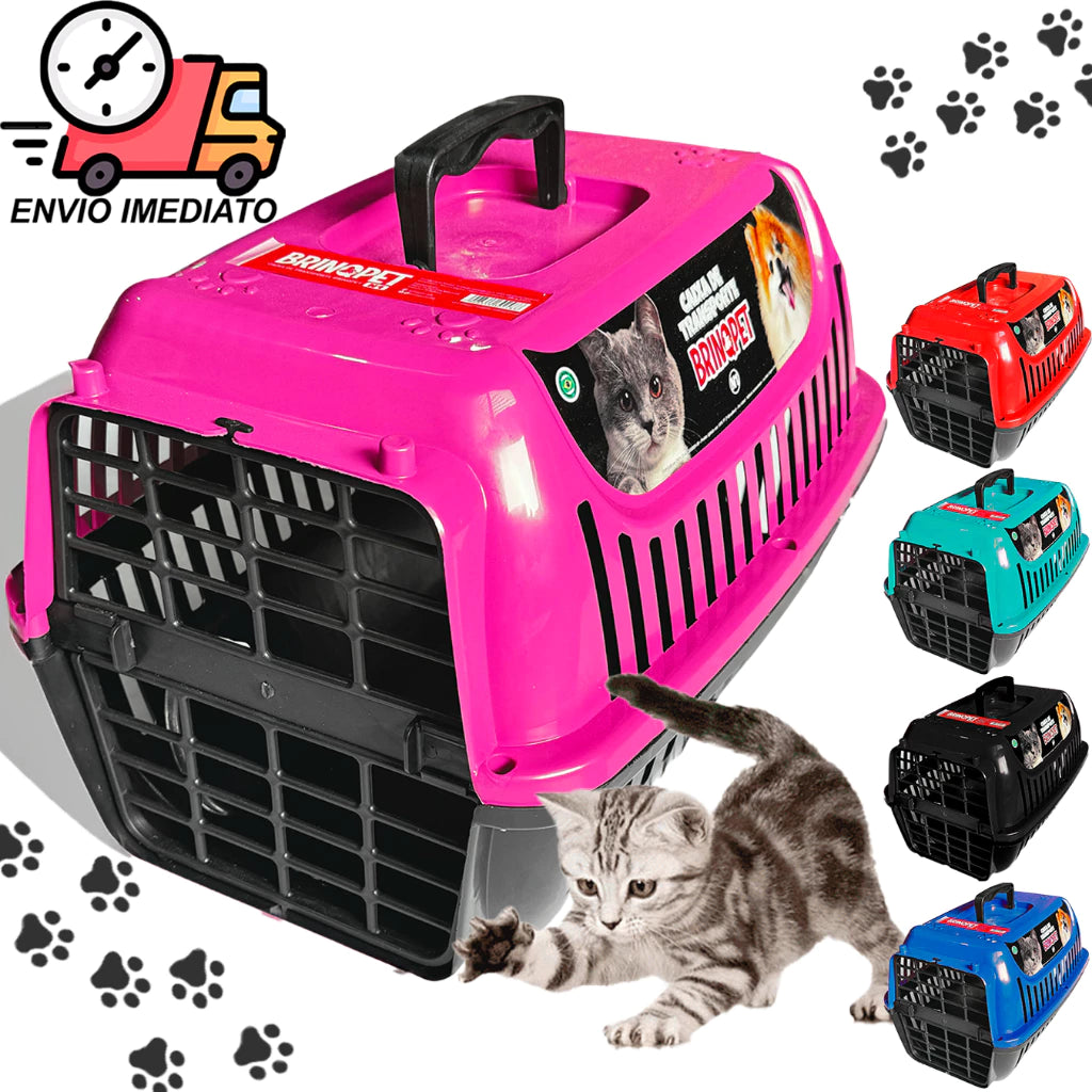 Caixa de Transporte Pet N° 1 e 2 Para Cachorros Pequenos e Gatos - Porta 4 Travas Plástico Casa Casinha