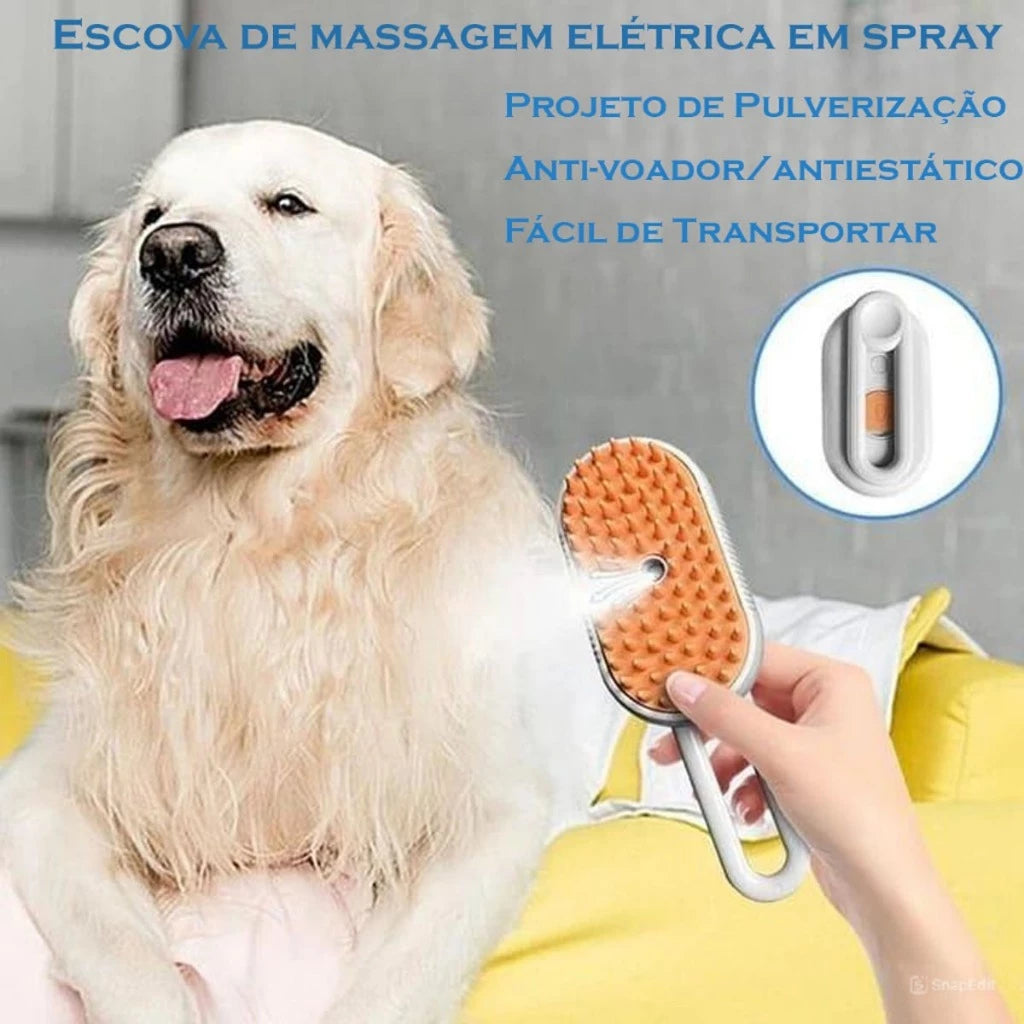 Escova A Vapor Para Gatos Cães 3 Em 1 Elétrica De Pêlos Pentes De Massagem Animais Remoção