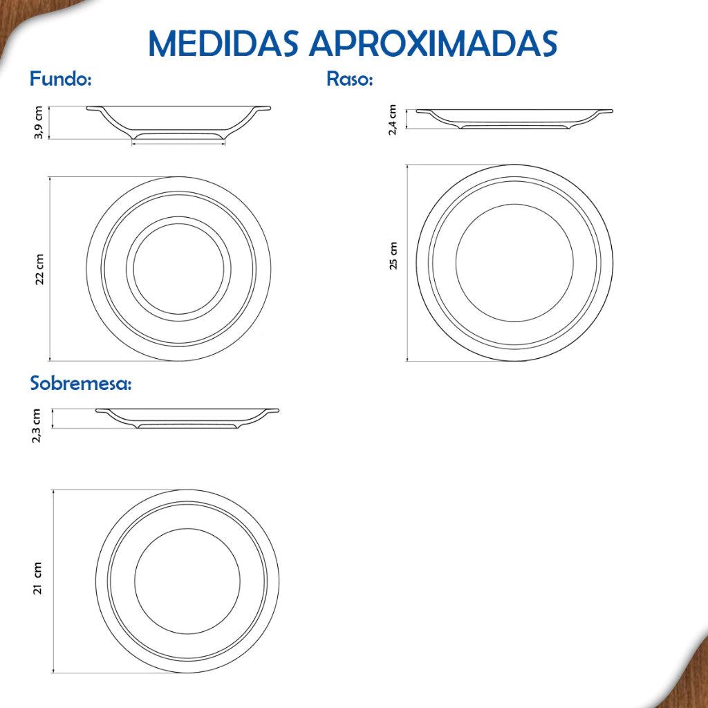 Aparelho de Jantar Rústico Marrom Tramontina Jogo de Pratos Rasos, Fundos e Sobremesa Opções de Kits