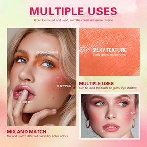 Stick de blush multi-funções-Cor natural de longa duração para maquiagem feminina