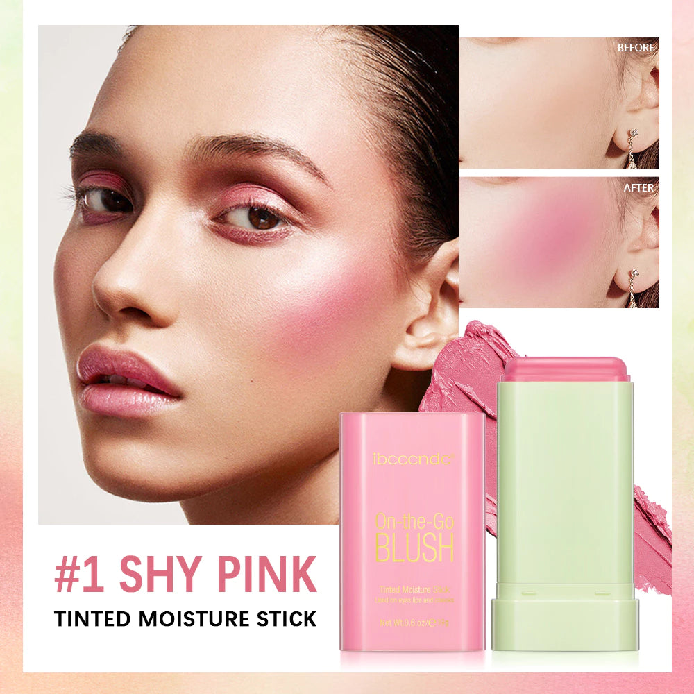 Stick de blush multi-funções-Cor natural de longa duração para maquiagem feminina